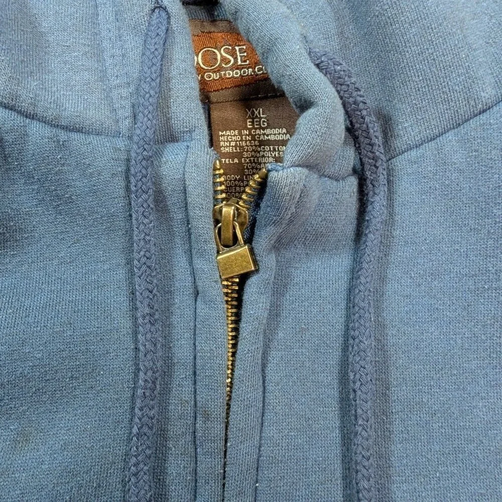 Moose Creek Sherpa Lined Full Zip Hoodie Men XXL Blue Outdoor Jacket